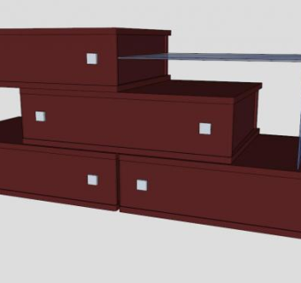 红木特色抽屉柜SU模型下载_sketchup草图大师SKP模型