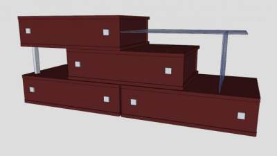 红木特色抽屉柜SU模型下载_sketchup草图大师SKP模型