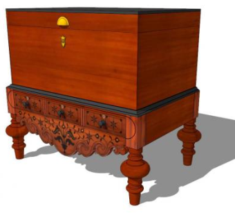 镶有乌木的斗柜SU模型下载_sketchup草图大师SKP模型