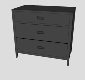 木炭3个抽屉梳妆台SU模型下载_sketchup草图大师SKP模型