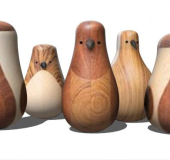 木制鸟类玩具SU模型下载_sketchup草图大师SKP模型