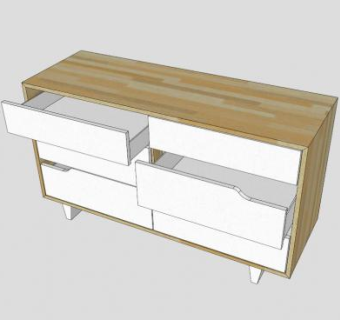 宜家曼陀林抽屉6个柜子SU模型下载_sketchup草图大师SKP模型