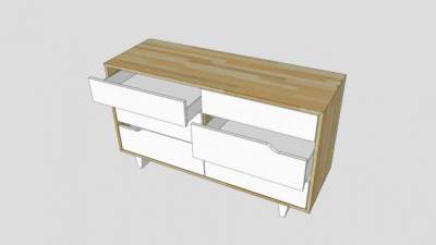 宜家曼陀林抽屉6个柜子SU模型下载_sketchup草图大师SKP模型