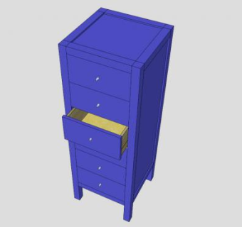 紫色高大五斗橱SU模型下载_sketchup草图大师SKP模型