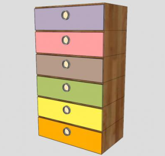 多种色彩的斗柜SU模型下载_sketchup草图大师SKP模型