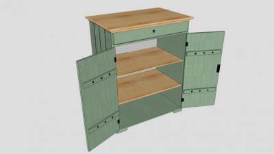 宜家绿色抽屉柜SU模型下载_sketchup草图大师SKP模型
