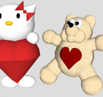 毛绒玩具SU模型下载_sketchup草图大师SKP模型