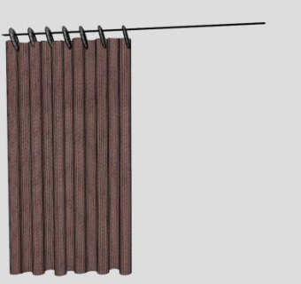 棕色单幕窗帘SU模型下载_sketchup草图大师SKP模型