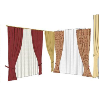 简约风格双层窗帘SU模型下载_sketchup草图大师SKP模型