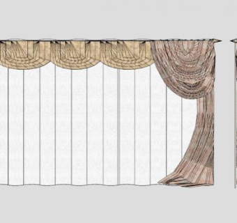 花纹吊带帘SU模型下载_sketchup草图大师SKP模型