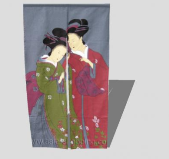 日式窗帘SU下载_sketchup草图大师SKP模型