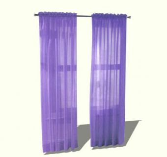 紫色现代窗帘SU模型下载_sketchup草图大师SKP模型