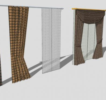 经典格子窗帘SU模型下载_sketchup草图大师SKP模型