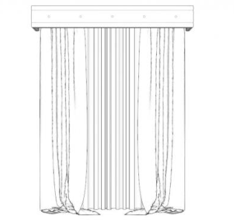 百褶缝窗帘SU模型下载_sketchup草图大师SKP模型