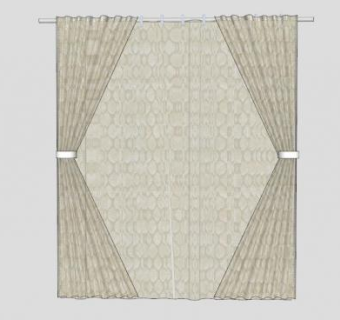 双层简欧窗帘SU模型下载_sketchup草图大师SKP模型