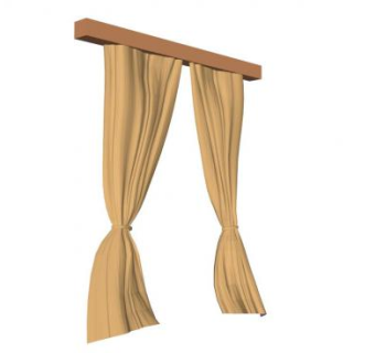 现代棕色窗帘SU模型下载_sketchup草图大师SKP模型