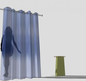 浴帘吊架窗帘SU模型下载_sketchup草图大师SKP模型