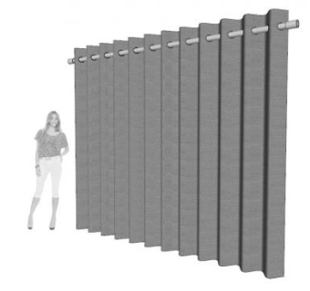 大面板褶皱窗帘SU模型下载_sketchup草图大师SKP模型