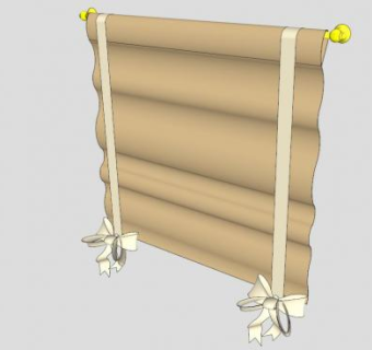 黄铜窗帘杆百叶帘SU模型下载_sketchup草图大师SKP模型