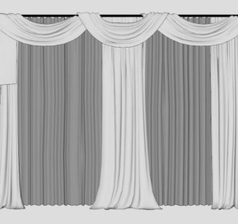 简约风格灰色窗帘SU模型下载_sketchup草图大师SKP模型