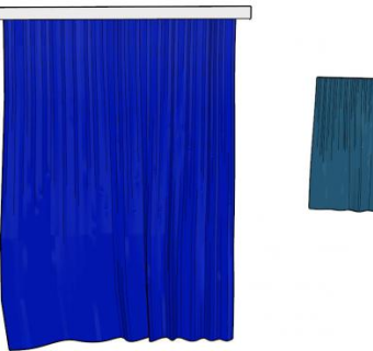 蓝色窗帘SU模型下载_sketchup草图大师SKP模型