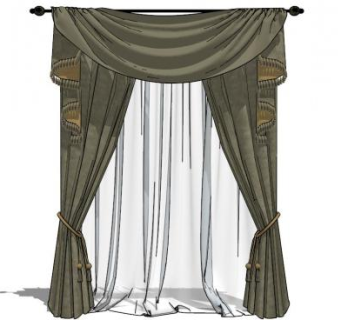 经典双层窗帘SU模型下载_sketchup草图大师SKP模型