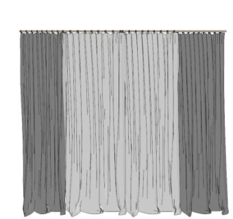 灰色透明窗帘SU模型下载_sketchup草图大师SKP模型