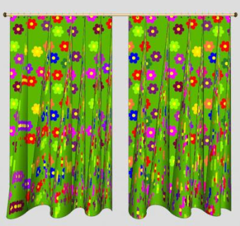 色彩鲜艳窗帘SU模型下载_sketchup草图大师SKP模型