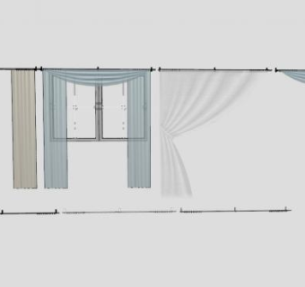 现代吊带帘窗帘SU模型下载_sketchup草图大师SKP模型