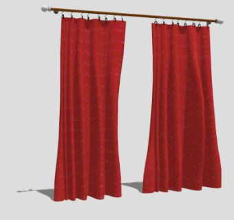 红色单向透视窗帘SU模型下载_sketchup草图大师SKP模型