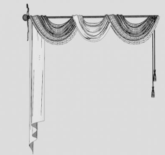 简欧白色窗帘SU模型下载_sketchup草图大师SKP模型