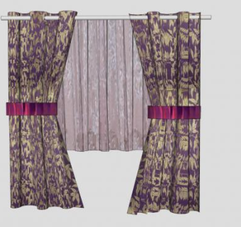 透明科蒂娜花纹窗帘SU模型下载_sketchup草图大师SKP模型