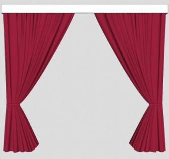 红色动丝柔垂帘窗帘SU模型下载_sketchup草图大师SKP模型