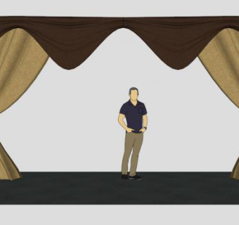 曲线阁楼窗帘SU模型下载_sketchup草图大师SKP模型