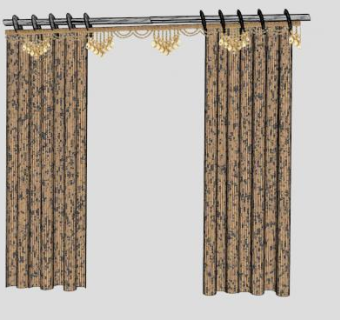 欧式花纹窗帘SU模型下载_sketchup草图大师SKP模型