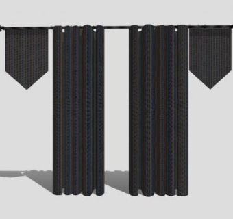 客厅遮阳帘窗帘SU模型下载_sketchup草图大师SKP模型