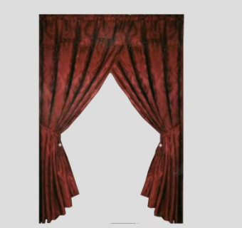 红缎窗帘SU模型下载_sketchup草图大师SKP模型
