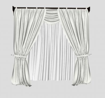 白色双层窗帘SU模型下载_sketchup草图大师SKP模型