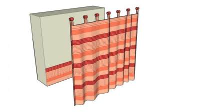 波浪布艺窗帘SU模型下载_sketchup草图大师SKP模型