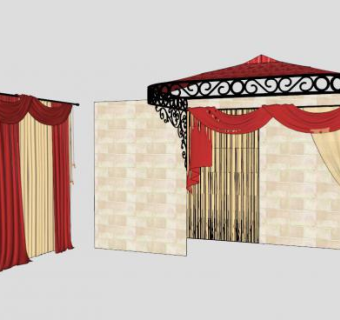 传统欧式装饰窗帘SU模型下载_sketchup草图大师SKP模型