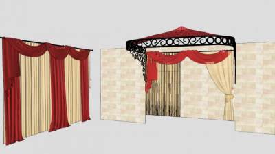 传统欧式装饰窗帘SU模型下载_sketchup草图大师SKP模型