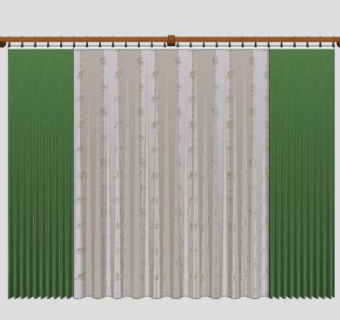 英式田园风格双层窗帘SU模型下载_sketchup草图大师SKP模型