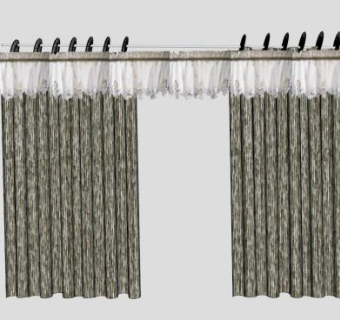 简欧波浪窗帘SU模型下载_sketchup草图大师SKP模型