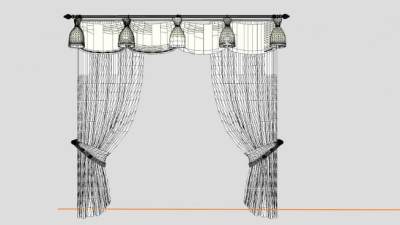 客厅窗帘遮阳帘SU模型下载_sketchup草图大师SKP模型