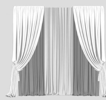 现代白色手动丝柔垂帘SU模型下载_sketchup草图大师SKP模型