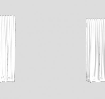 现代白色丝柔窗帘SU模型下载_sketchup草图大师SKP模型