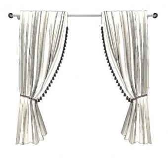 蝴蝶穿铜帘双开窗帘SU模型下载_sketchup草图大师SKP模型