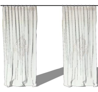 手动开合帘窗帘SU模型下载_sketchup草图大师SKP模型