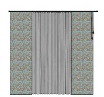 复古花纹窗帘SU模型下载_sketchup草图大师SKP模型