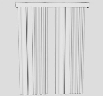 现代白色手动双开窗帘SU模型下载_sketchup草图大师SKP模型